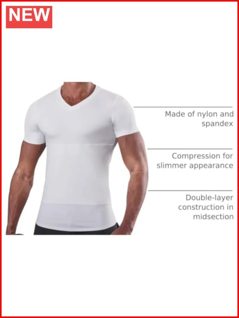 Men's Compression Shirt V-Neck Gynecomastia Undershirt Body Shaper Slimming